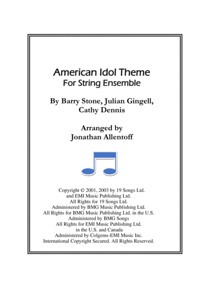 American Idol Theme (arr. Jonathan Allentoff)