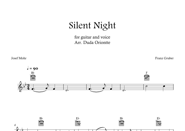 Silent Night (Bb major - TABS - no lyrics) (arr. Duda Oriontte)