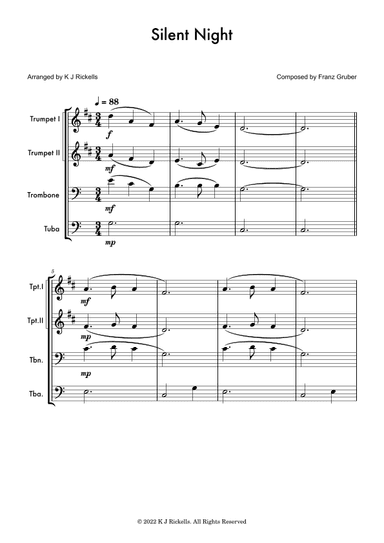 Silent Night - Brass Quartet (arr. K J Rickells)