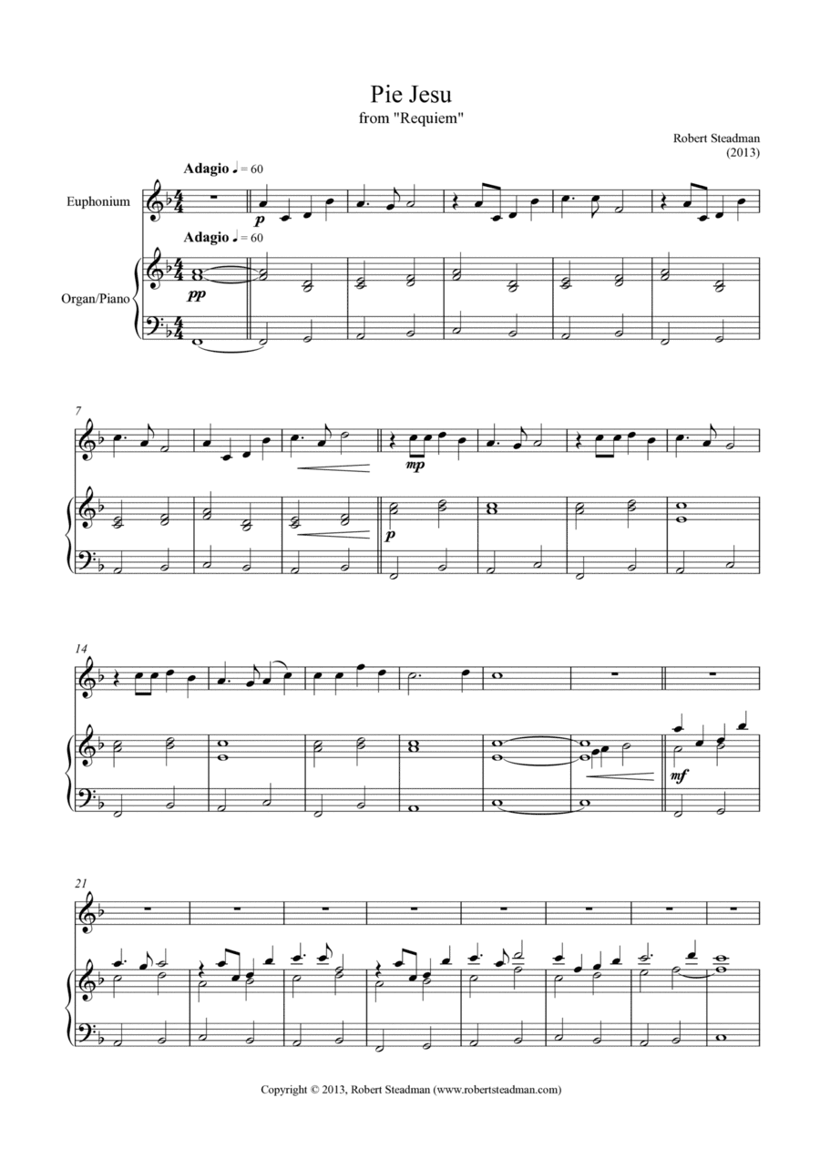 Pie Jesu (from Robert Steadman's 'Requiem') - for euphonium and piano