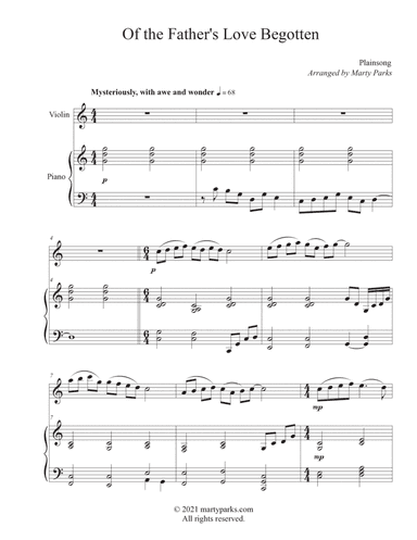 Of The Father's Love Begotten (Violin-Piano) (arr. Marty Parks)