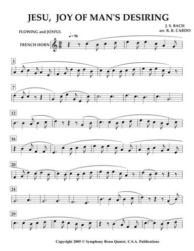 Easter Music - 2. JESU, Joy of Man's Desiring (French Horn) [same arrangement as in collection title (arr. R.R.Cardo)