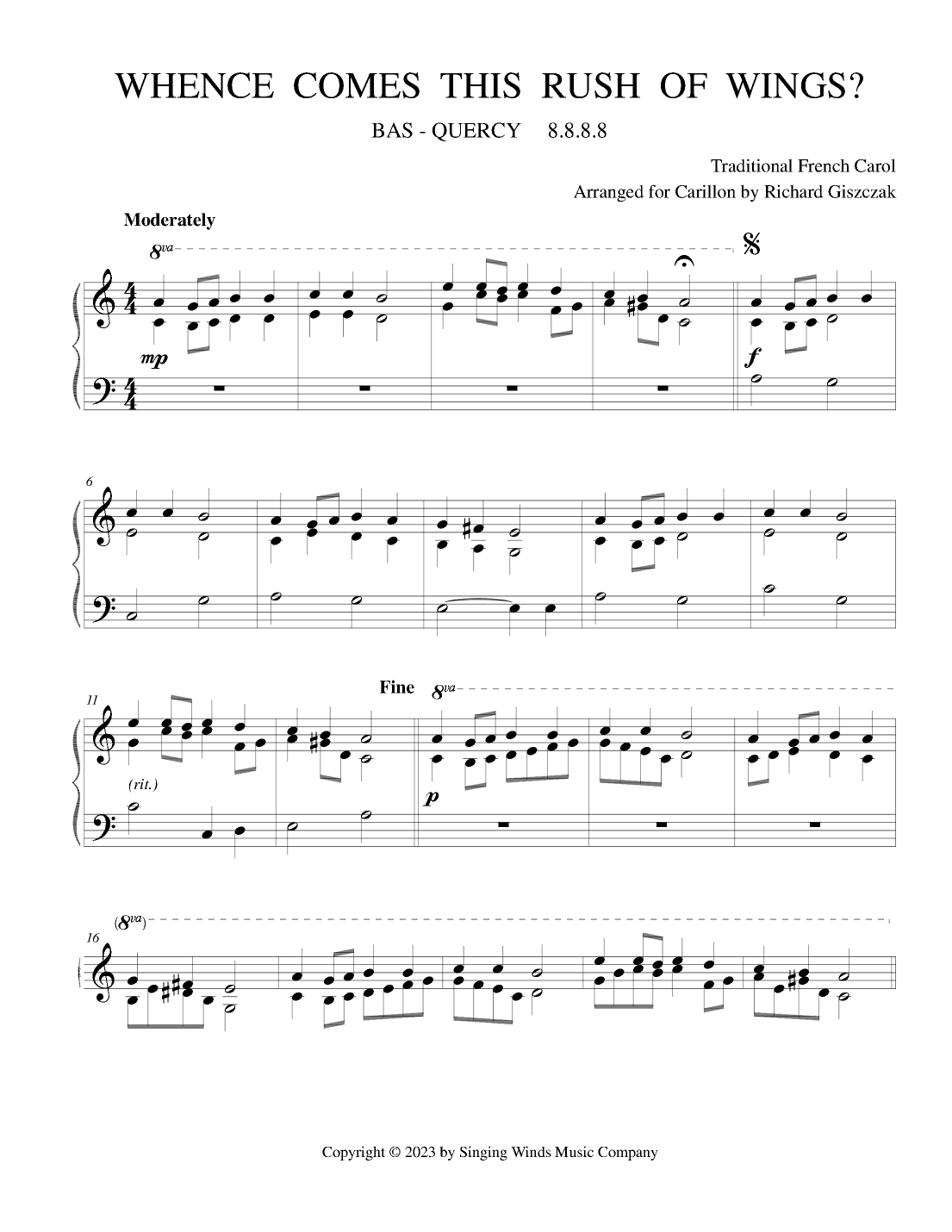 Whence Comes This Rush of Wings?  (BAS-QUERCY) (arr. Richard Giszczak)