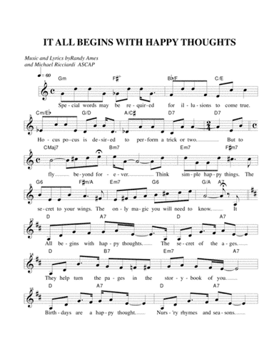 IT ALL BEGINS WITH HAPPY THOUGHTS
