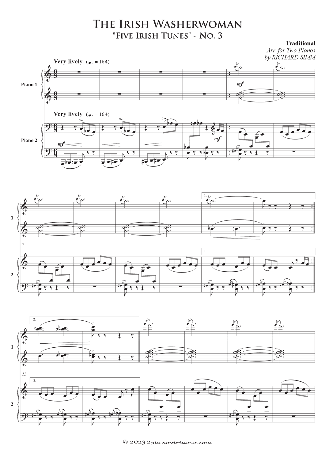 The Irish Washerwoman, arr. for 2 pianos