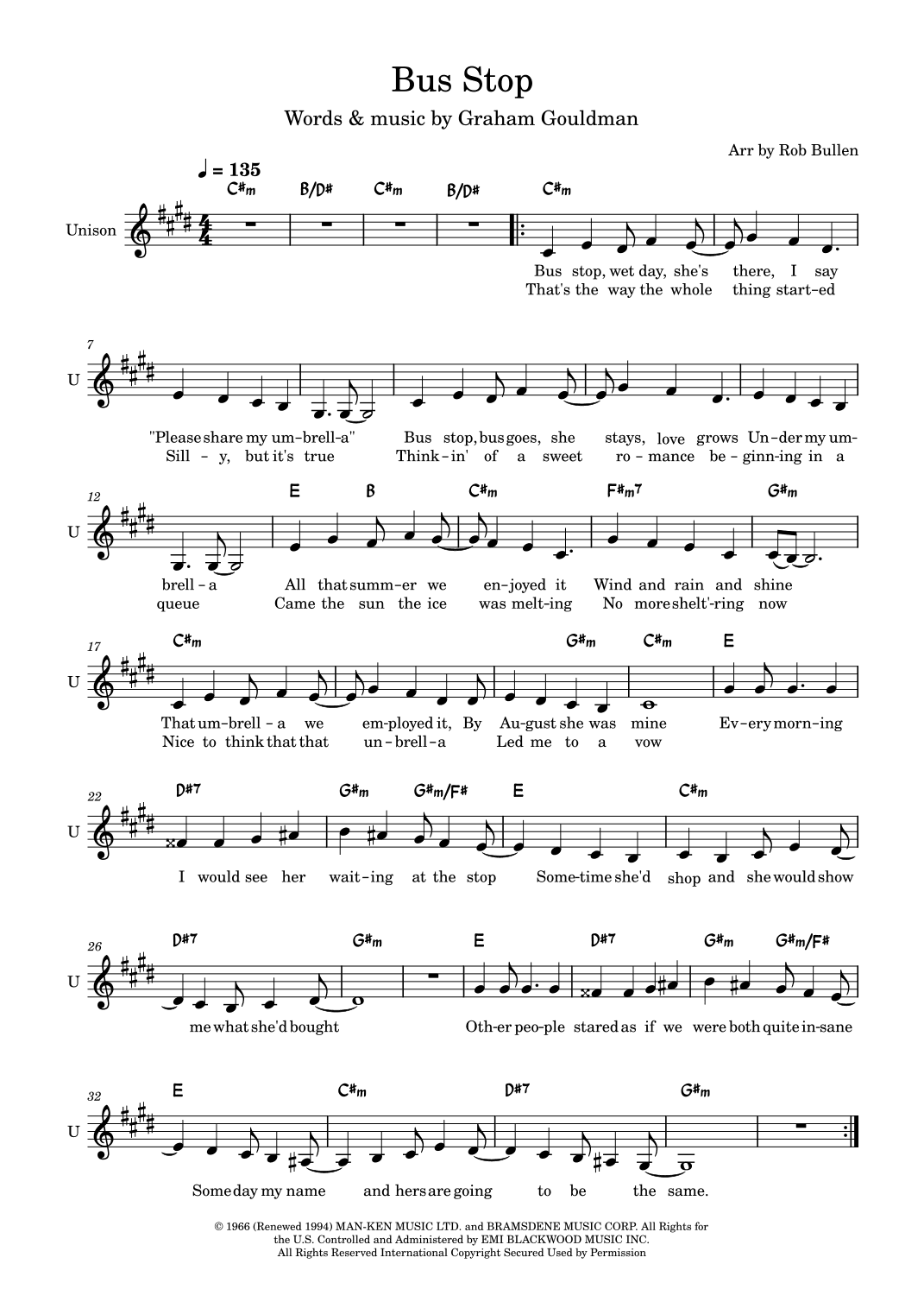 Bus Stop (arr. Rob Bullen)