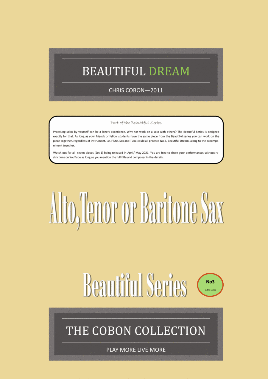 No.3 Beautiful Dream (Alto, Tenor or Baritone Saxophone)