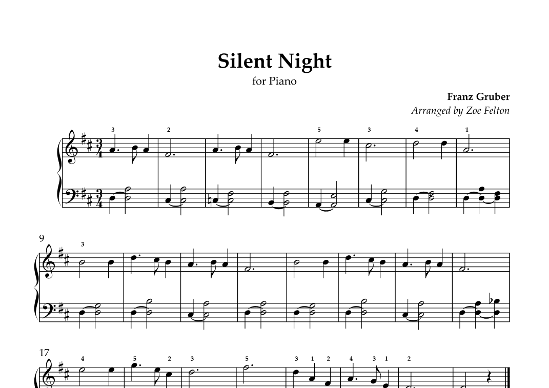 Silent Night for Easy Piano (arr. Zoe Felton)
