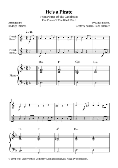 He's A Pirate (arr. Rodrigo Faleiros)