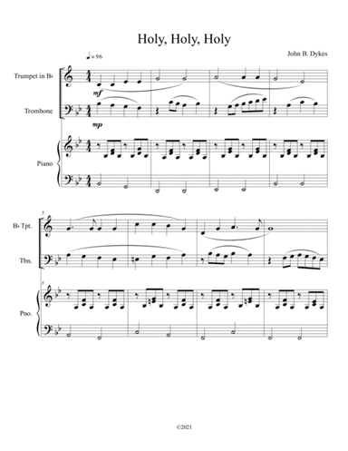 Holy, Holy, Holy (trumpet and trombone duet) with optional piano accompaniment (arr. B. C. Dockery)