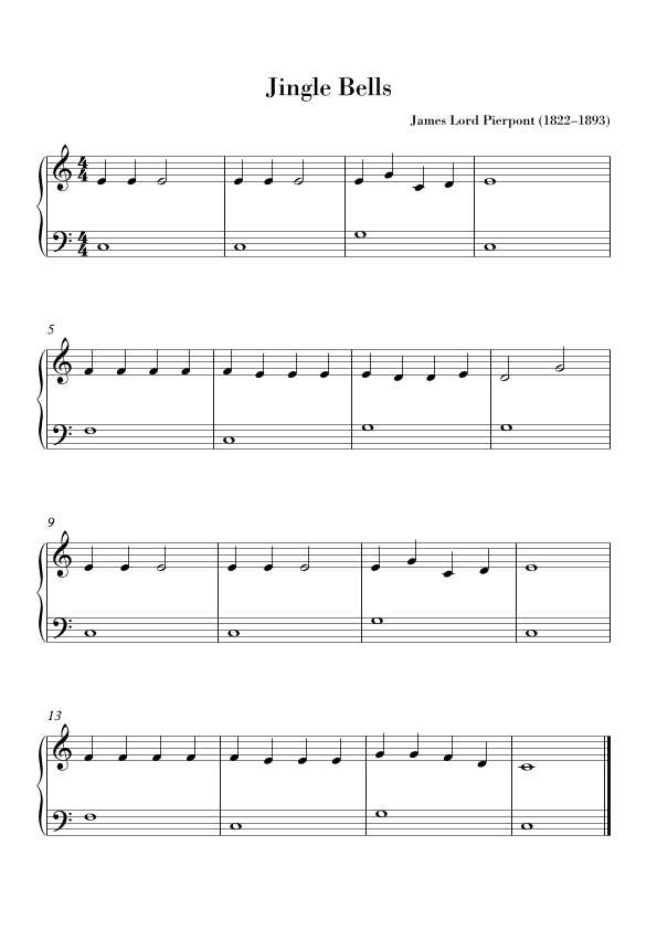 Jingle Bells (easy piano for beginners) (arr. Ahiva Editions)