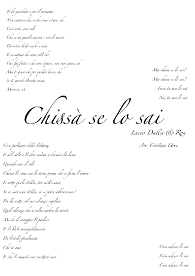 Chissa' Se Lo Sai (arr. Cristina Uruc)