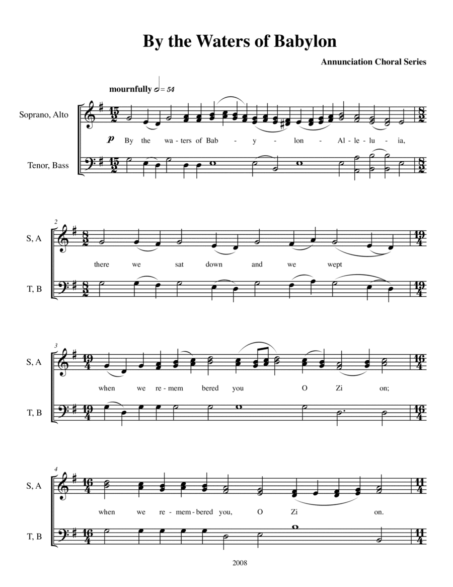 By the Waters of Babylon-arr. Woods (arr. Deacon Timothy Woods)