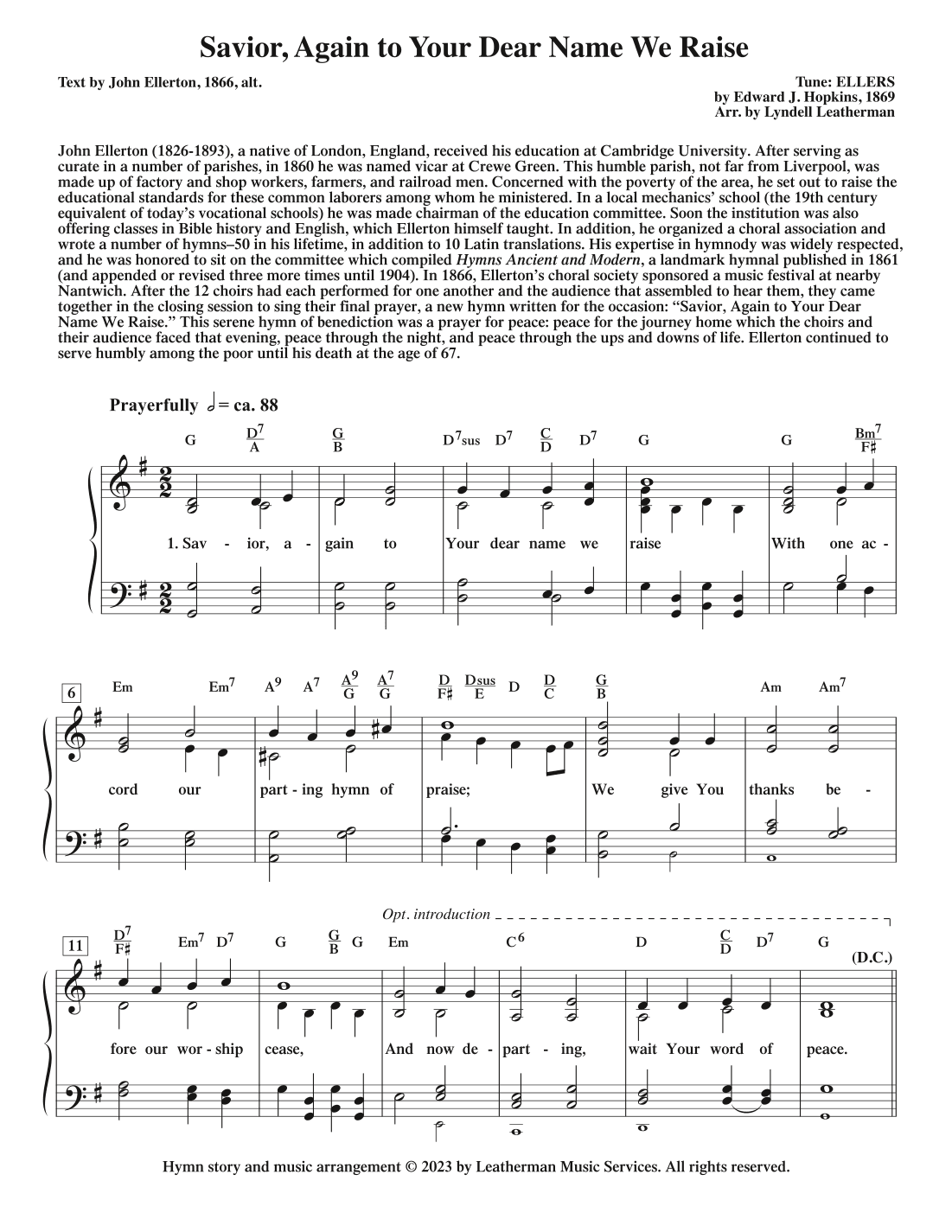 Savior, Again to Your Dear Name We Raise (arr. Lyndell Leatherman)