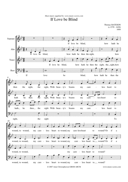 If Love be Blind - Voice Quartet (Soprano, Alto, Tenor and Bass) (arr. Anne L Christopherson GRSM ARCM)