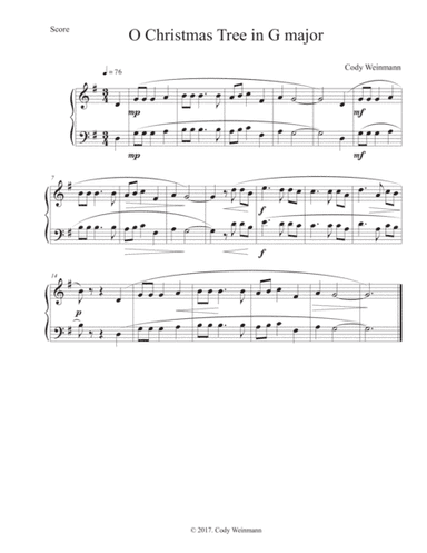 Oh Christmas Tree for Easy Piano G Major (arr. Cody Weinmann)