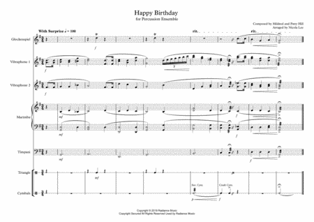Happy Birthday for Percussion Ensemble (arr. Nicola Lee)