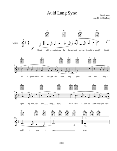 Auld Lang Syne (Lead Sheet) (arr. B. C. Dockery)