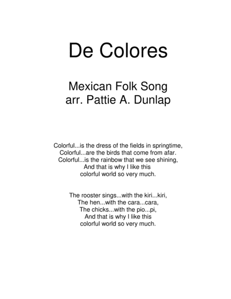 De Colores (arr. Pattie A. Dunlap)