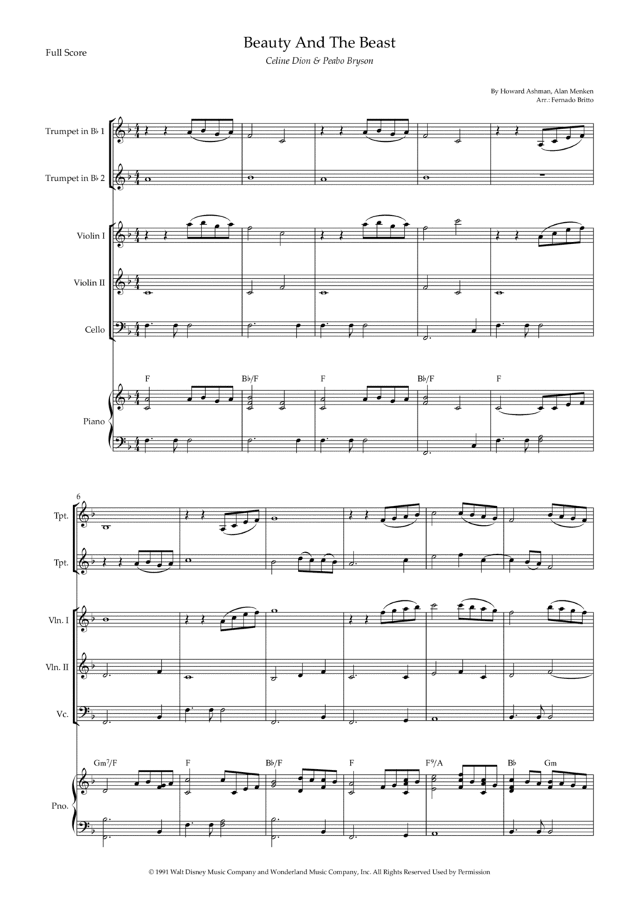 Beauty And The Beast (arr. Fernando Britto)