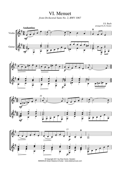 Menuet from Suite No. 2 BWV 1067 for violin and guitar (arr. K. Krantz)