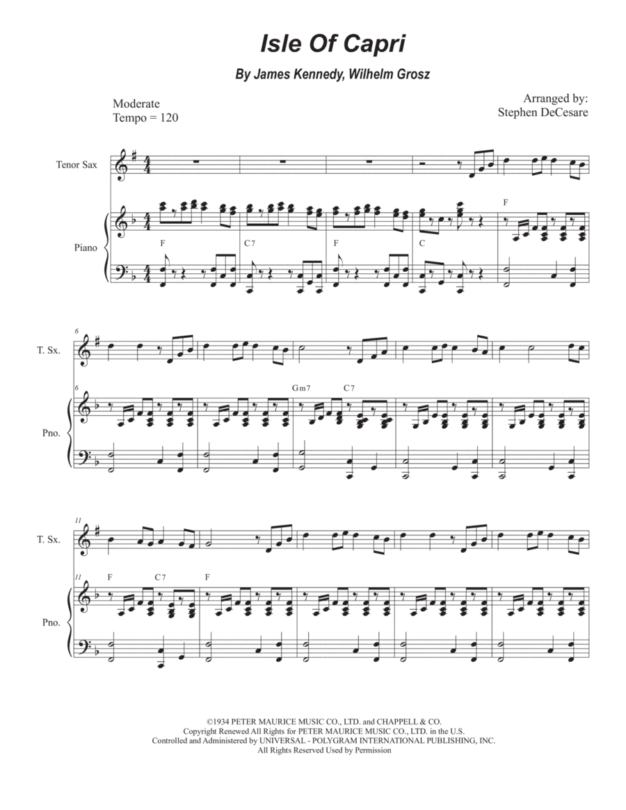 Isle Of Capri (arr. Stephen DeCesare)