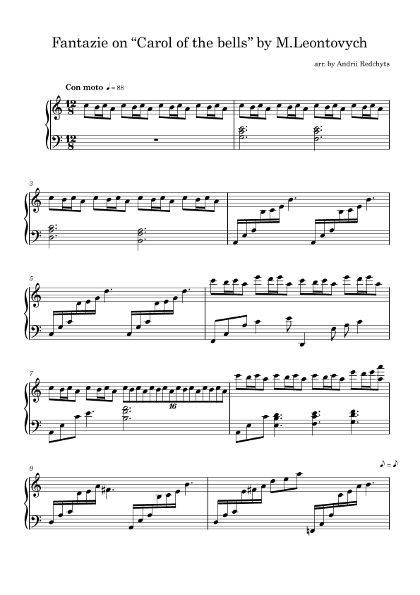 Carol of the Bells Piano Fantazie