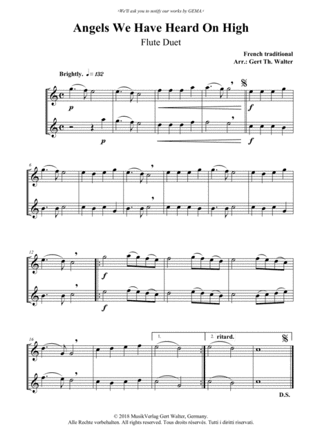 Angels We Have Heard On High (arr. Gert Th. Walter)