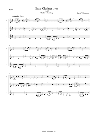 Skye boat song (Speed bonny boat) for clarinet trio (arr. David Warin Solomons)