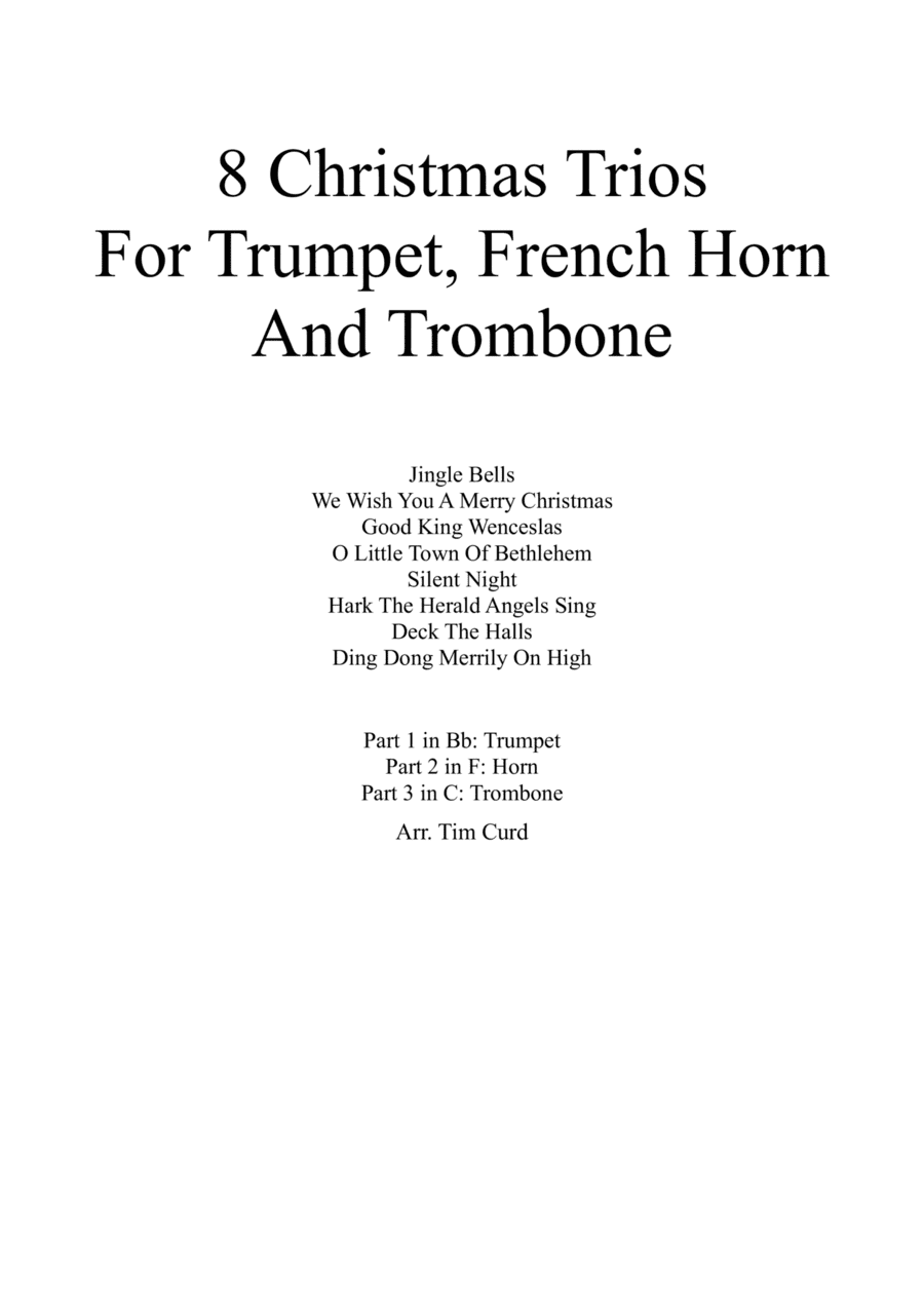 8 Christmas Trios for Trumpet, French Horn And Trombone (arr. Tim Curd)