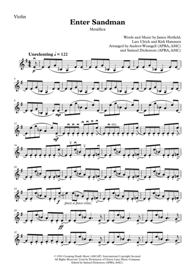 Enter Sandman (arr. Andrew Wrangell, Samuel Dickenson)