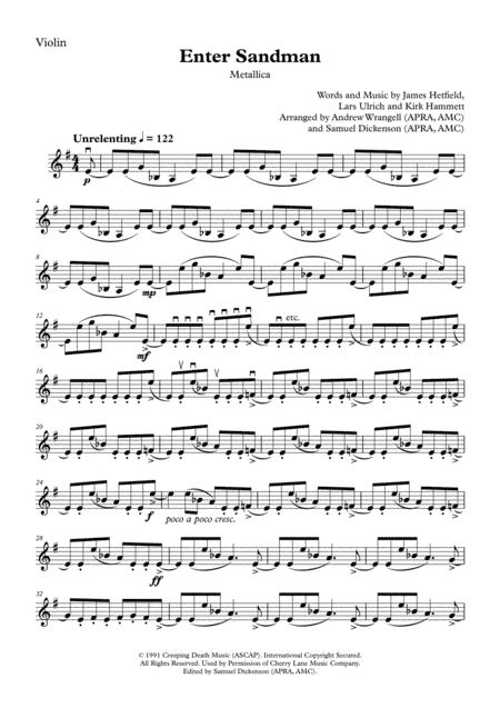 Enter Sandman (arr. Andrew Wrangell, Samuel Dickenson)