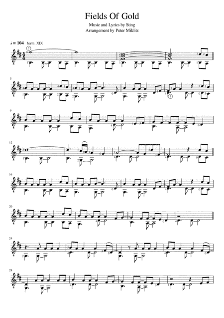 Fields Of Gold (arr. Peter Miklitz)