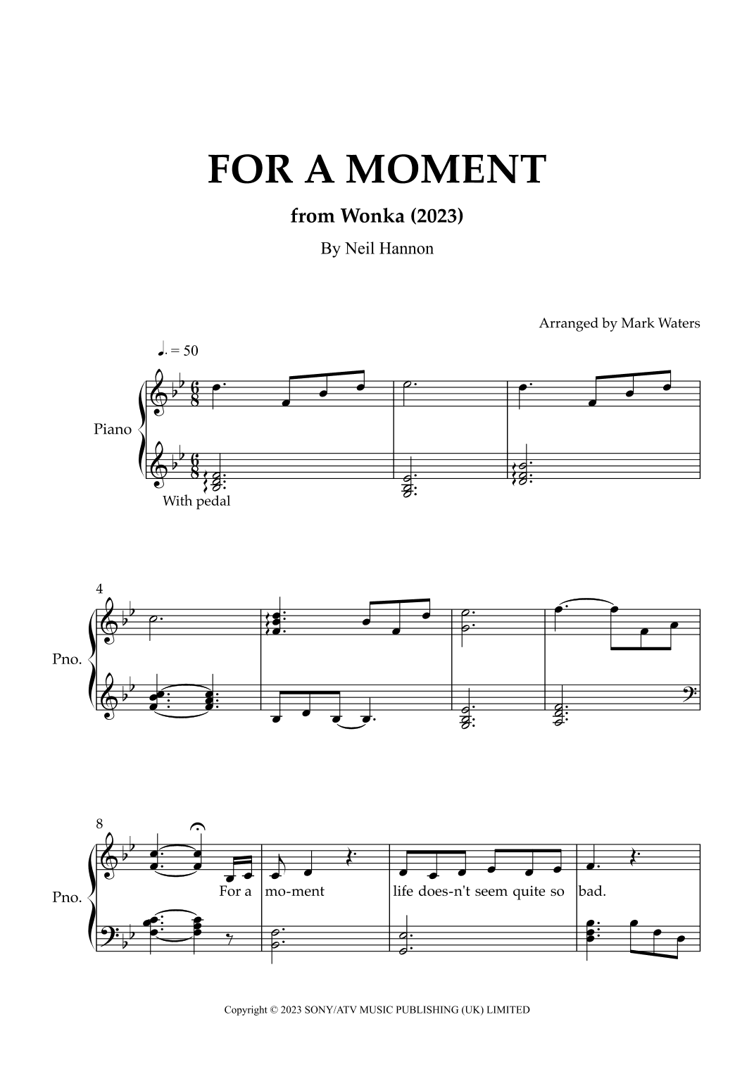 For A Moment (arr. Mark Waters)