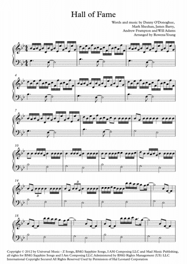 Hall Of Fame (arr. Rowena Young)