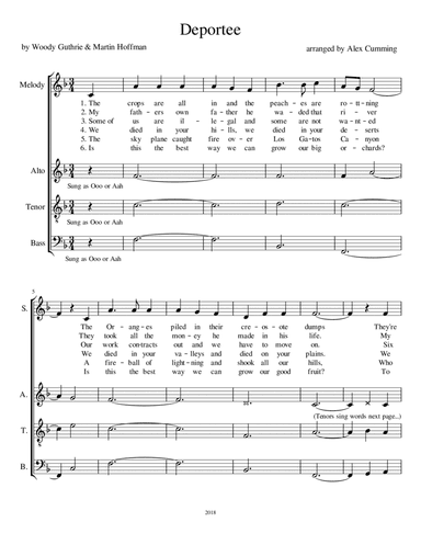 Deportee (plane Wreck At Los Gatos) (arr. Alex Cumming)