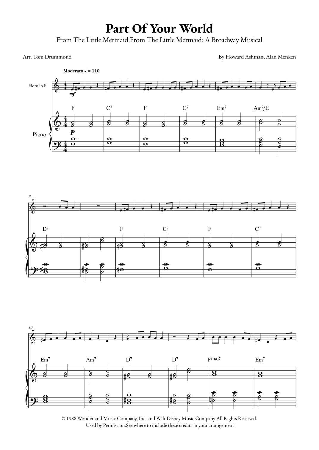 Part Of Your World (arr. Tom Drummond)