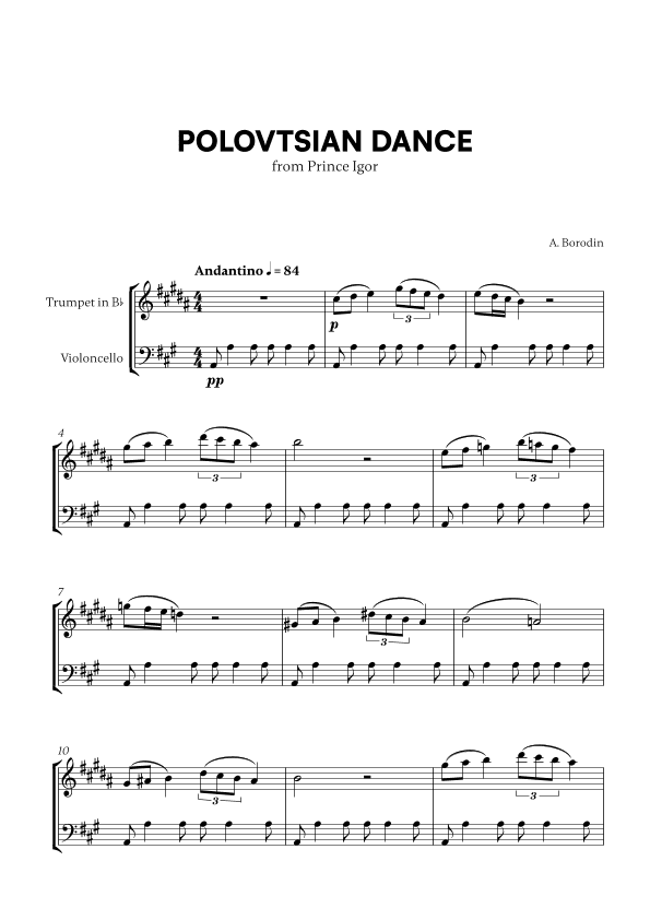 Polovtsian Dance (from Prince Igor) (for Trumpet and Cello) (arr. Cadenza Editions)