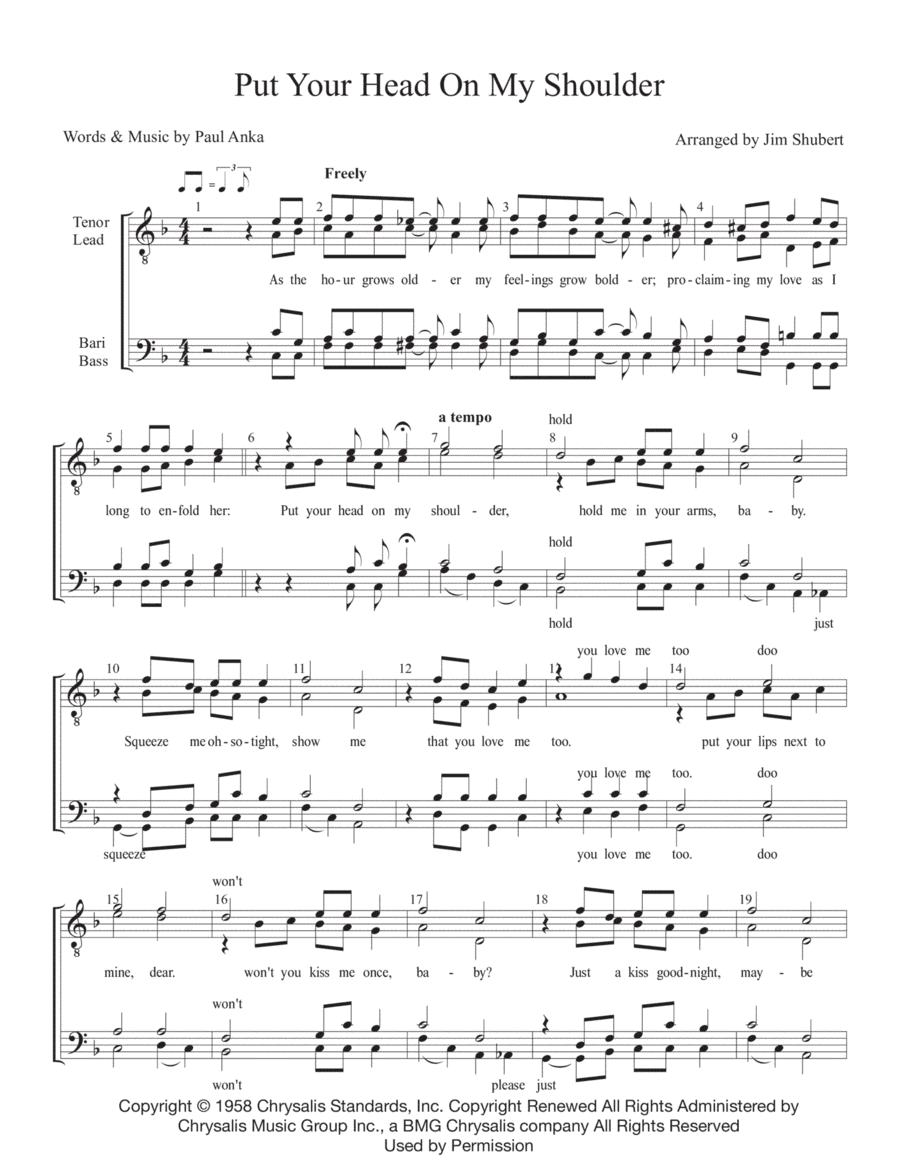 Put Your Head On My Shoulder (arr. Jim Shubert)