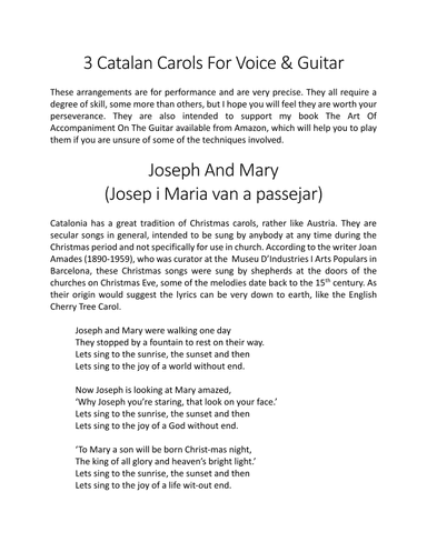 3 Catalan Carols for Voice & Guitar-Joseph and Mary (arr. Simon James)