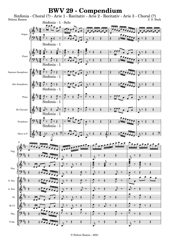 BWV 29 – Wir danken dir, Gott, wir danken dir - Score Only (arr. Nelson Ramos)