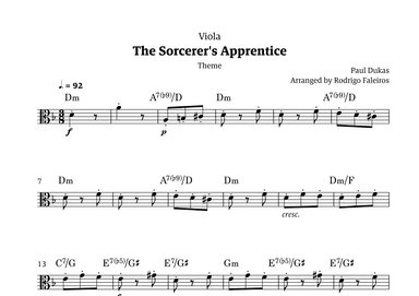 The Sorcerer's Apprentice theme (arr. Rodrigo Faleiros)