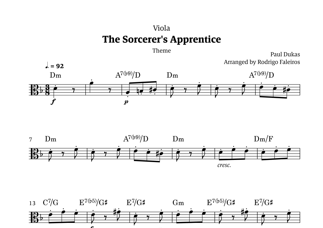 The Sorcerer's Apprentice theme (arr. Rodrigo Faleiros)