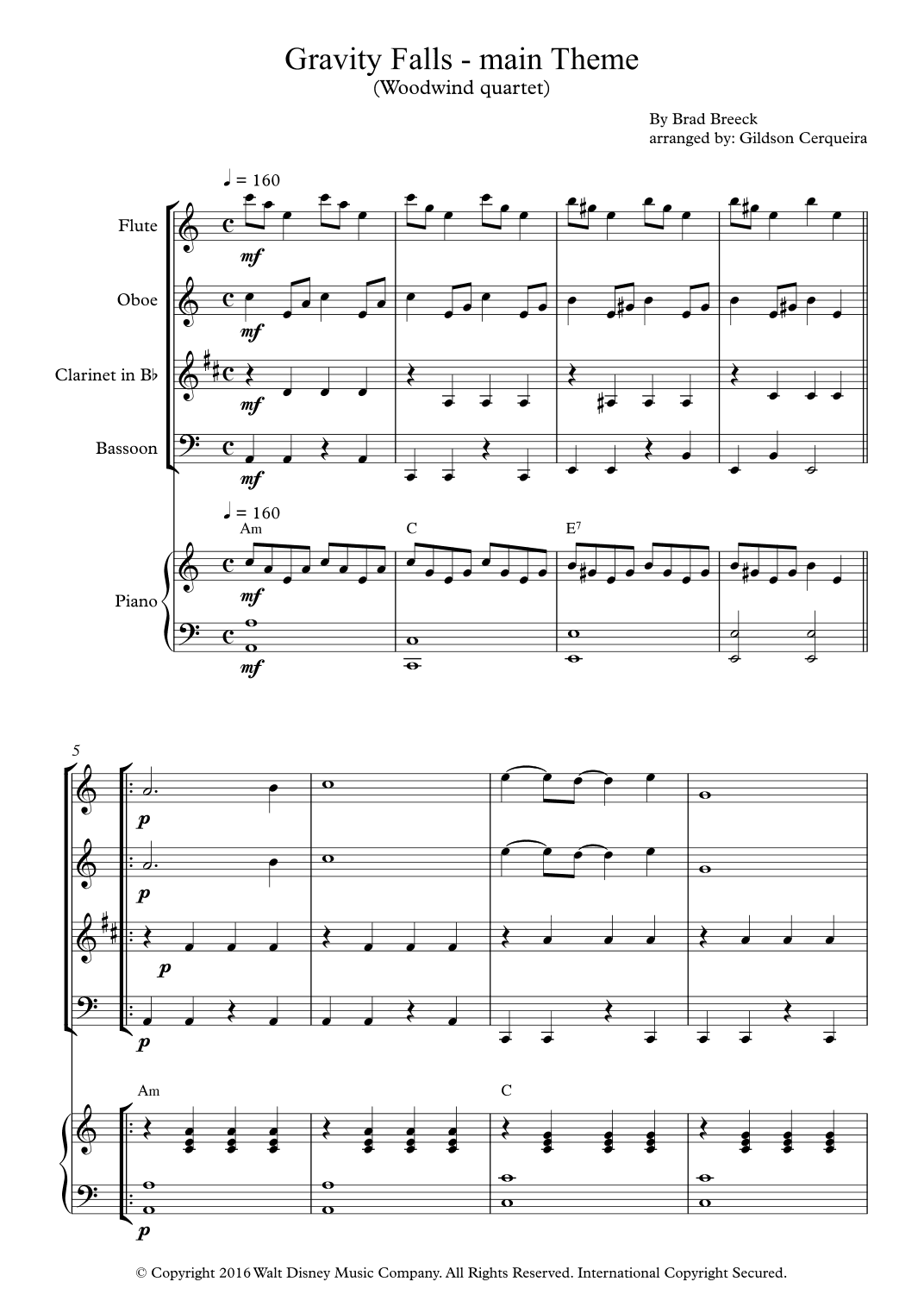 Gravity Falls (main Theme) (arr. Gildson Cerqueira)