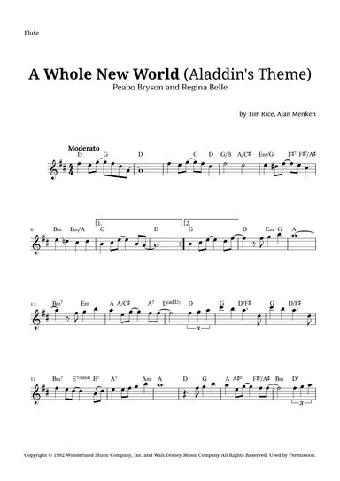 A Whole New World (aladdin's Theme) (arr. Langanho)