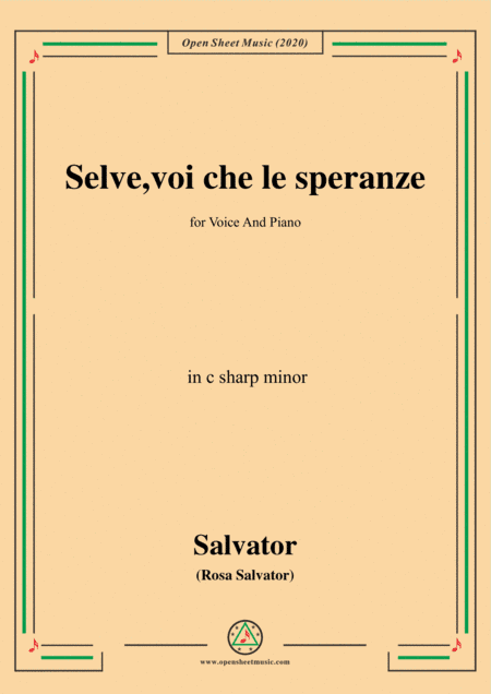 Rosa-Selve,voi che le speranze,in c sharp minor,for Voice and Piano (arr. MSM)