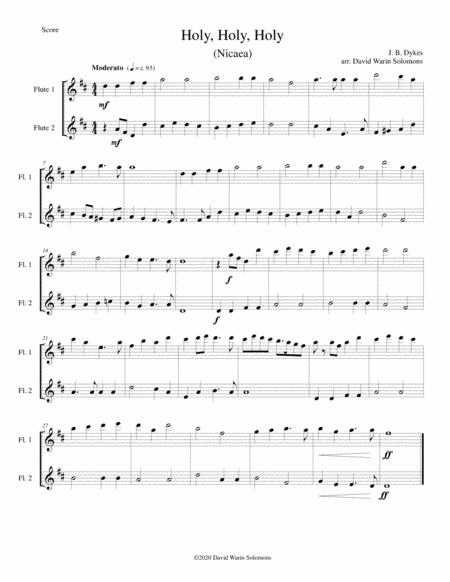 Holy, Holy, Holy (Nicaea) arranged for 2 flutes (arr. David Warin Solomons)