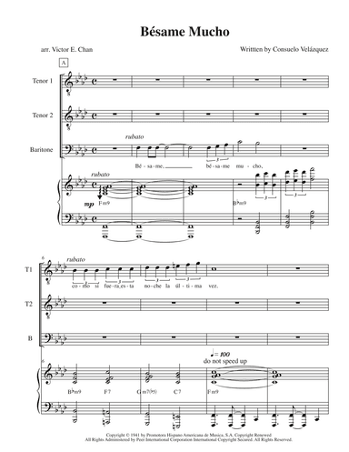 Bésame Mucho (arr. Victor E. Chan)