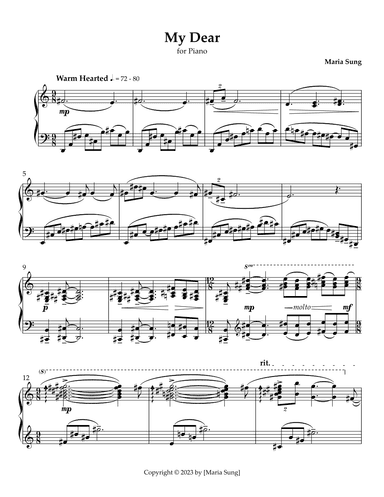 My Dear for Piano Solo