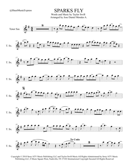 Sparks Fly (arr. Jose Daniel Morales A.)